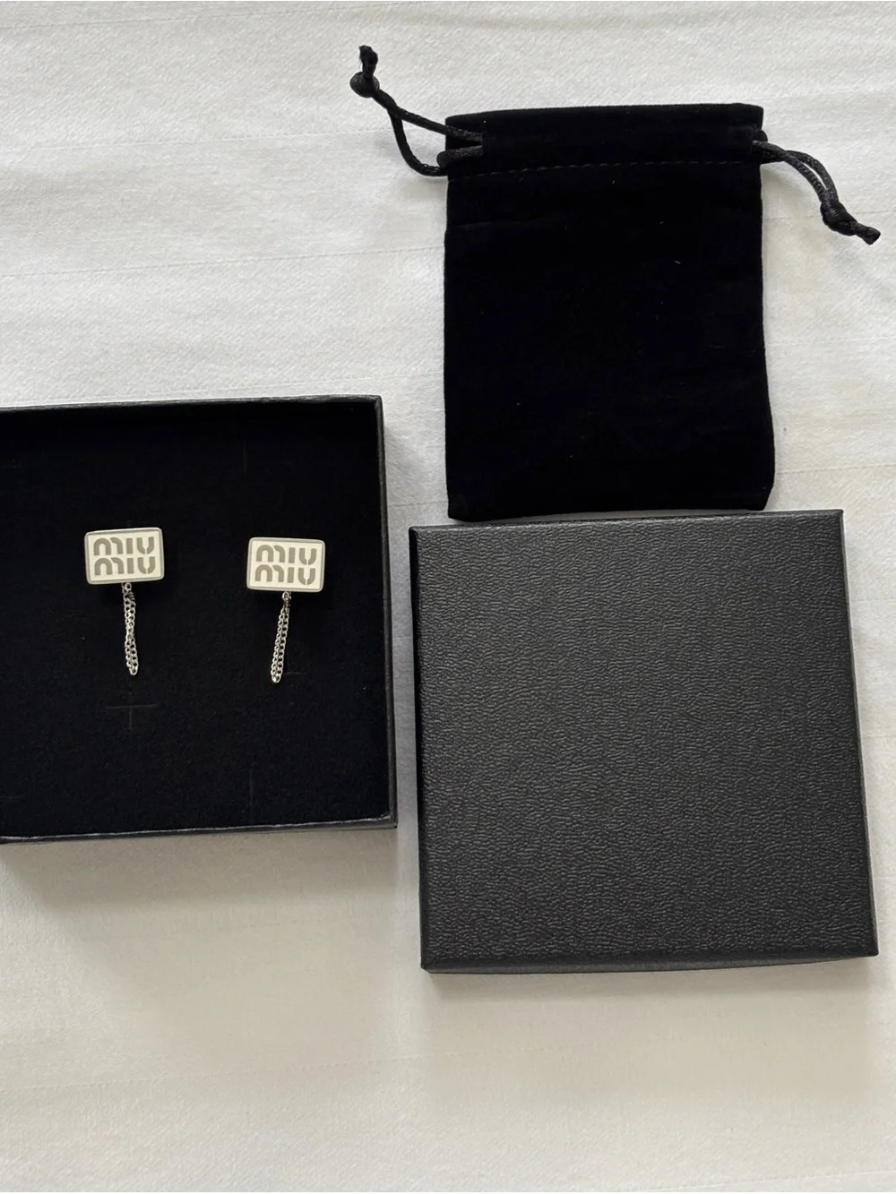 Miu Miu Logo Drop Earrings